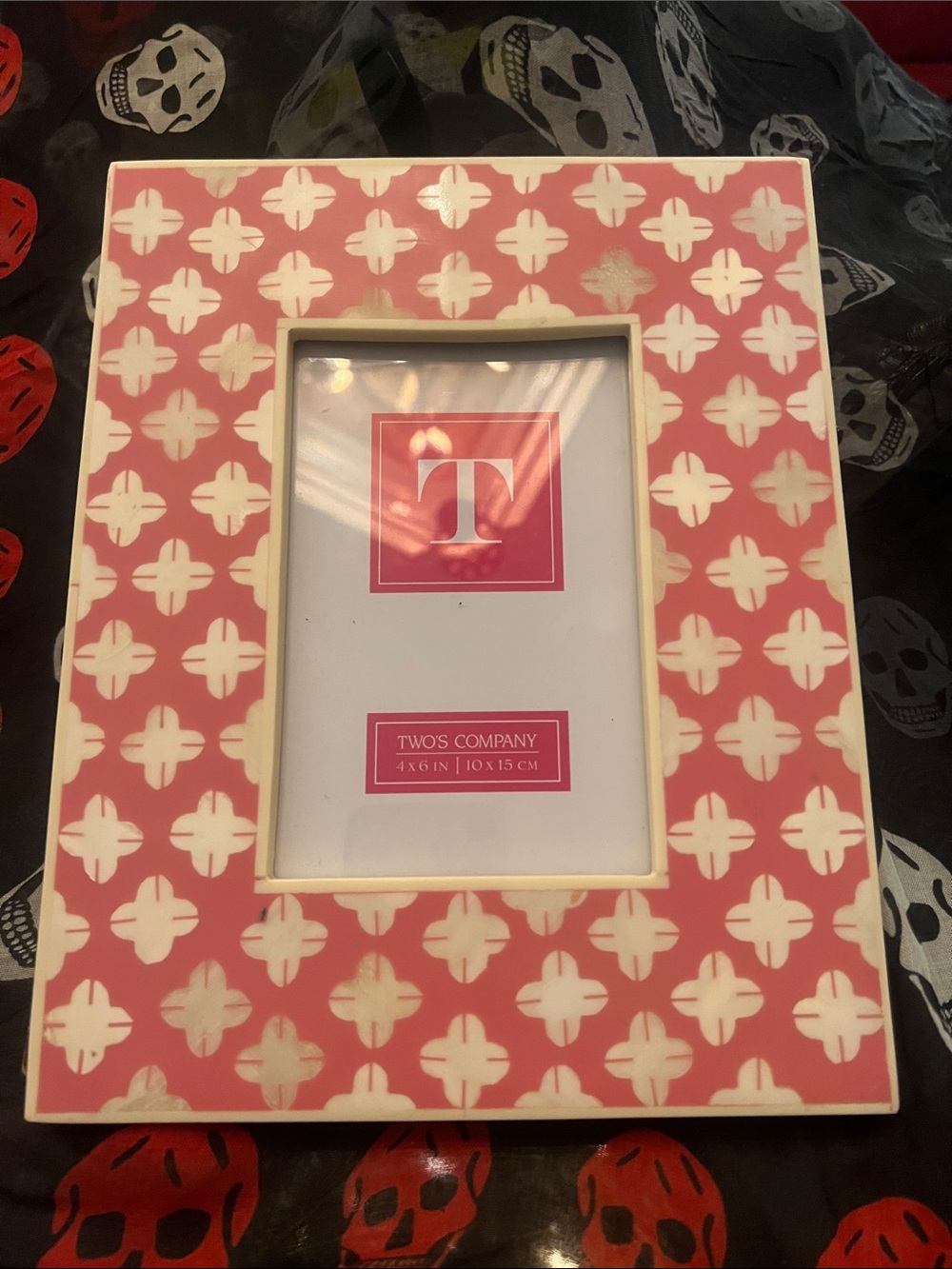 Two's Company Coral Pink Patterned Photo Frame